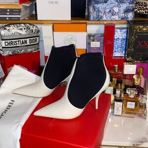 Ferragamo black & white booties